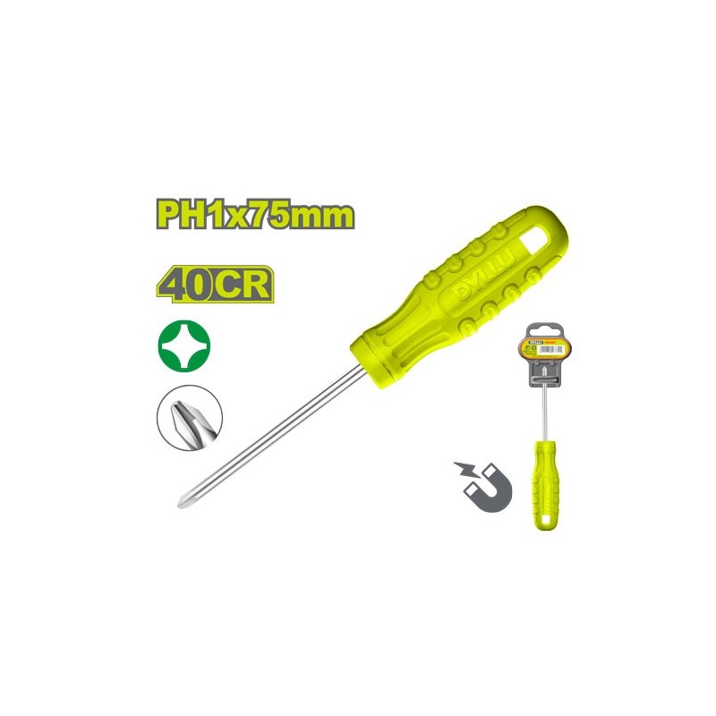 Отвертка крестовая PH1*75мм DYLLU DTSD4913