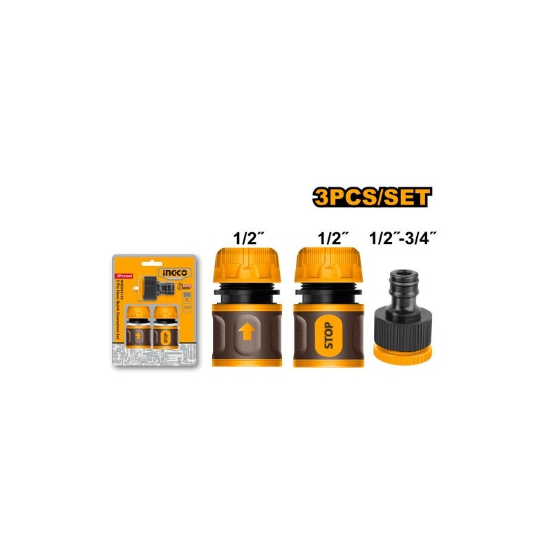 Набор быстрого соединения для шлангов 3 шт 1/2-3/4 INGCO...