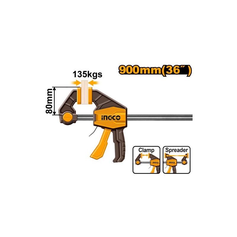 Быстрозажимная струбцина 80x900мм INDUSTRIAL INGCO HQBC36803