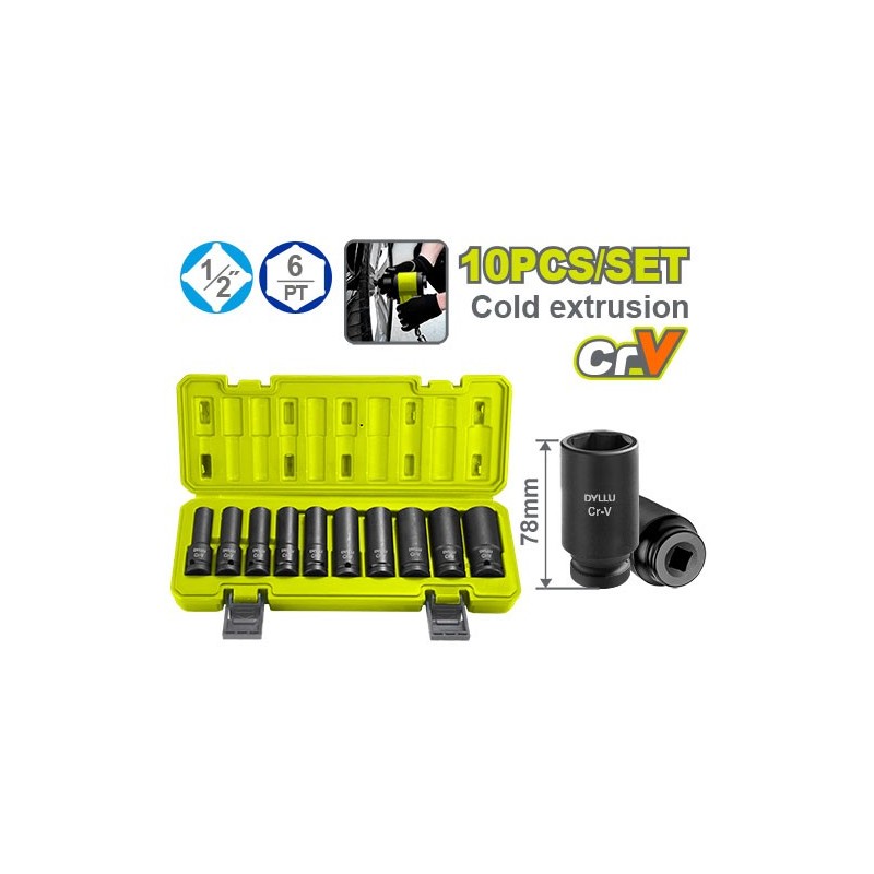 Набор головок торцевых головок 10 штук 10-24 мм DYLLU DTMS2D02