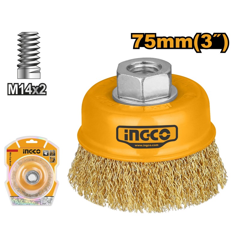 Щетка металлическая для шлифования М14 Д 75мм INGCO