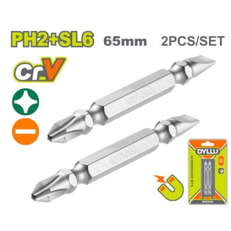 Набор бит 65мм PH2+SL6 2шт. DYLLU DTSV0K11