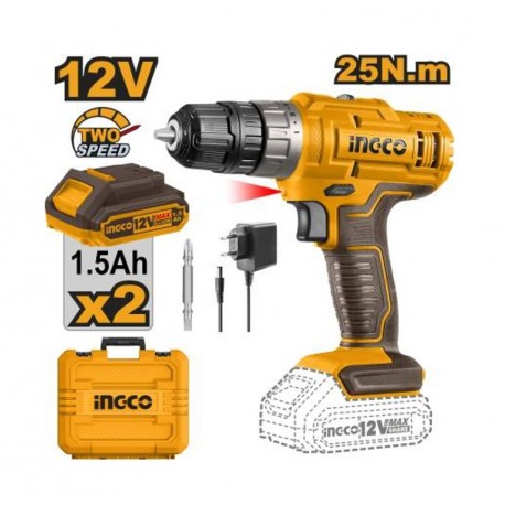 Шуруповёрт аккумуляторный Li-Ion 12V/2*1.5A INGCO CDLI1228
