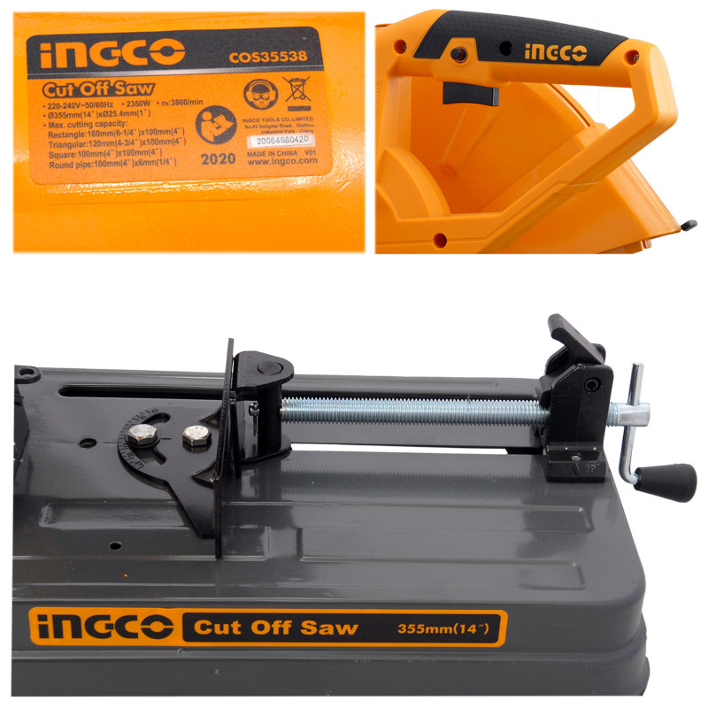 Торцовочная пила по металу 355х25.4мм 2350Вт INGCO COS35538