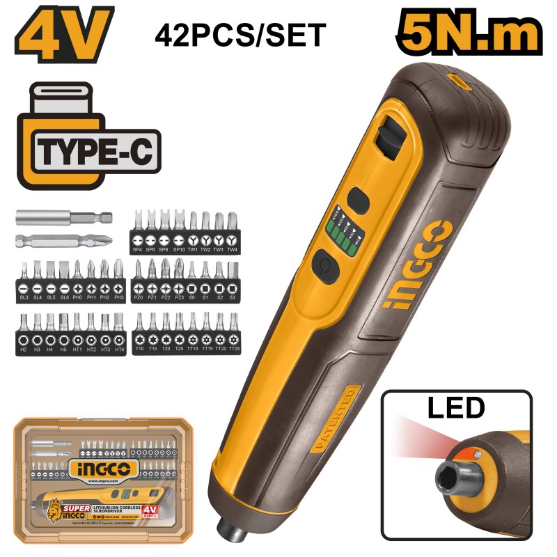 Аккумуляторная отвертка Li-Ion 4V INGCO CSDLI0406